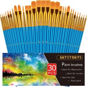 Paint Brushes Set, 30 Pcs Paint Brushes for Acrylic Painting, Oil Watercolor Acrylic Paint Brush, Artist Paintbrushes for Body Face Rock Canvas