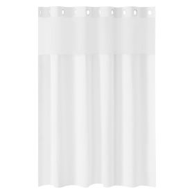 VEVOR No Hook Shower Curtain, 2-in-1 Waterproof Waffle Weave Shower Curtains, 240 GSM Curtain with Snap-in Liner, See-Through Window, and Magnets