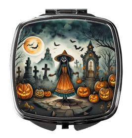 La Llorona Skeleton Spooky Halloween Compact Mirror Decorative Travel Makeup Mirror for Women Girls Gifts Pocket Makeup Mirror Folding Handheld