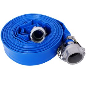 2"x50Ft Pool Backwash Hose, Heavy Duty Reinforced Blue PVC Lay Flat Water Discharge Pump Hoses For Swimming Drain Pools and Clean Filters