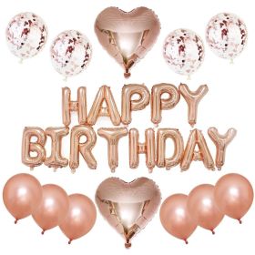 1 SET Children's Party Decoration Supplies Aluminum Film Balloon Sequins Latex Balloon Set (Color: rose gold)