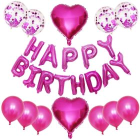 1 SET Children's Party Decoration Supplies Aluminum Film Balloon Sequins Latex Balloon Set (Color: fuchsia)
