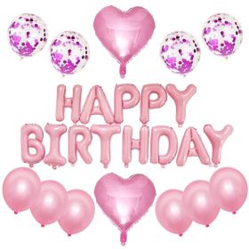1 SET Children's Party Decoration Supplies Aluminum Film Balloon Sequins Latex Balloon Set (Color: Pink)