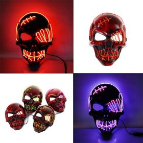 Halloween Mask Glowing With Blood El Skull Led Mask Dance Party Hip-hop Dance Disco Cold Light Mask (Color: Red)